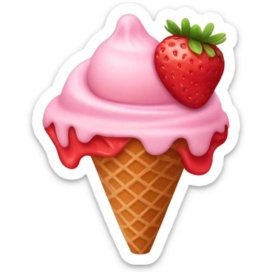Strawberry ice cream sticker