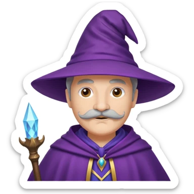 wizard with mustache, purple cloack sticker