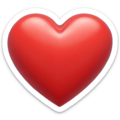 Un icono 3D de un corazón rojo brillante, estilo minimalista y moderno, textura suave y plástica (estilo claymorphism), iluminación de estudio con reflejos suaves, renderizado hiperrealista en alta resolución (8k), sobre un fondo de color sólido y contrastante sticker