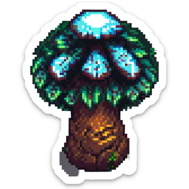 glowing mushroom, pixel art, fantasy forest sticker