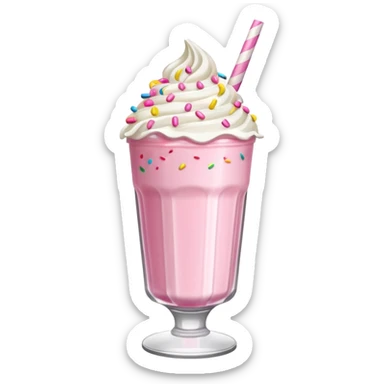 pink milkshake with whipped cream and sprinkles  sticker