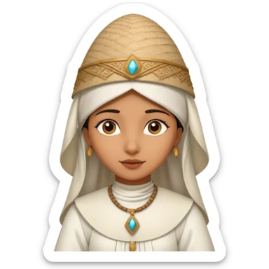 ancient arab girl with conical hat, white sticker