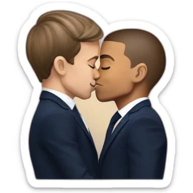 kylian mbappe and emmanuel macron kiss sticker
