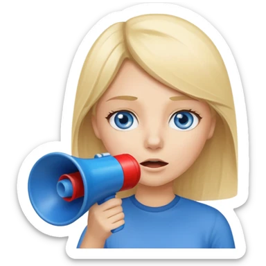 blue eyes blonde girl with megaphone saying timeout sticker