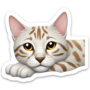 snow bengal cat sleeping sticker