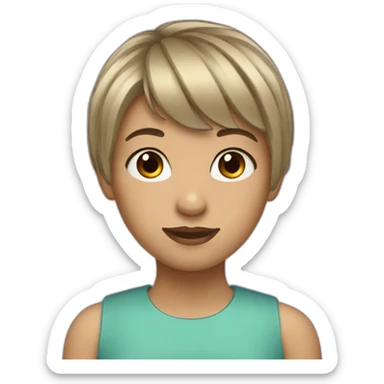 A girl with short hair and fringe sticker