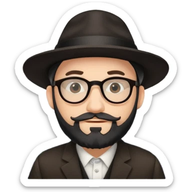 rabbi with a black hat, glasses, and blackish beard on airplane  sticker