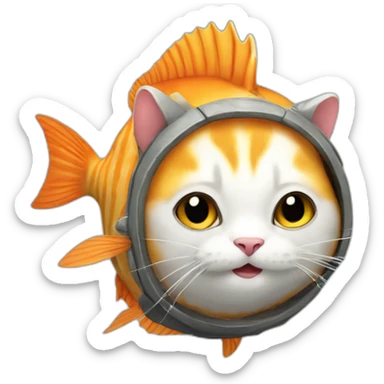 fish wearing cat costume sticker