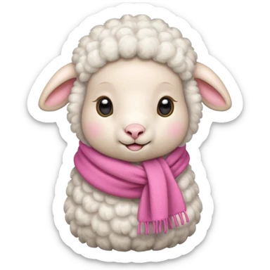 baby sheep with pink scarf sticker