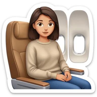Casual brunette on airplane seat sticker