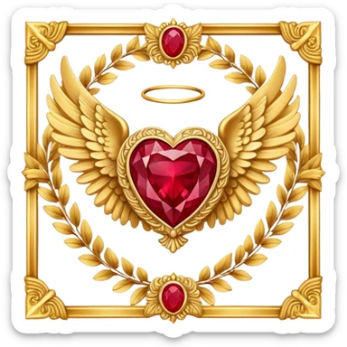 3rd place award number in frame decorated with golden angel  wings and rubby stone sticker