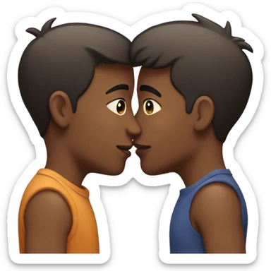 Gay couple kissing size difference sticker