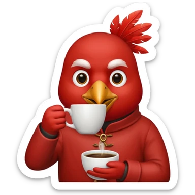 cardinal a cup of coffee sticker