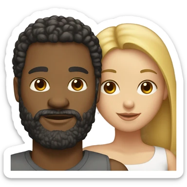 Couple black man with beard and light skinned woman sticker