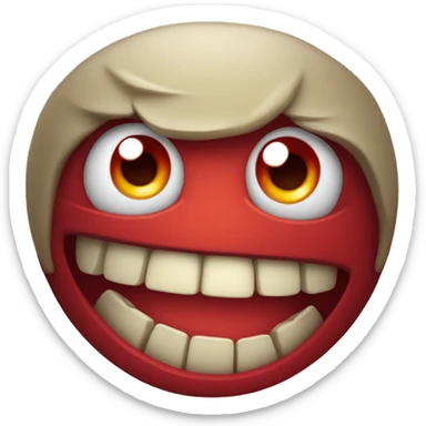 a spooky smile and some red stuff on the teeth and the eyes red. sticker