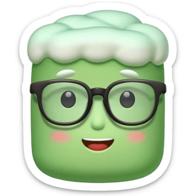 green marshmallow with glassess, just marshmallow sticker
