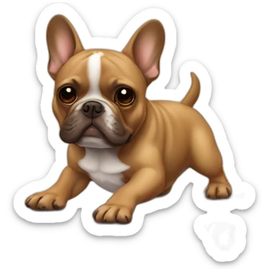 brown french bulldog on skateboard sticker