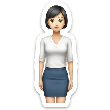 Hands on waist, Korean woman, sad expression, slim person sticker
