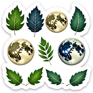 Moon phases made from leaves sticker