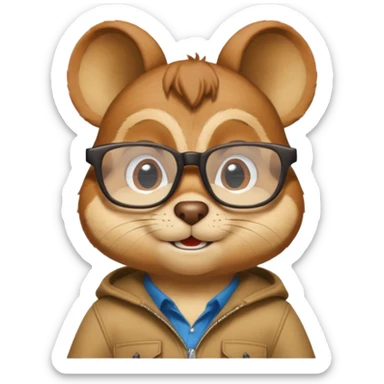 Chipmunk Simon from alvin and the chimpmunks wwith glasses sticker