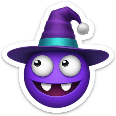 A one-eyed monster in a New Year's hat sticker