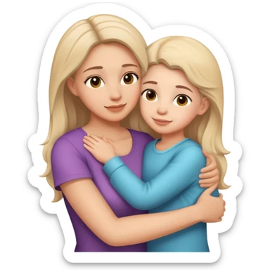 A mother and a daughter hugging  sticker