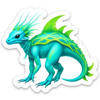 Tropical futuristic lush neon Fionbri-Vernid-creature (full body) sticker