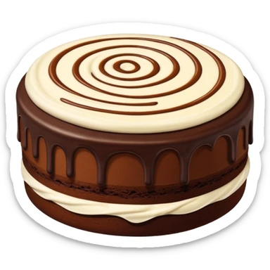 Chocolate fudge cake with cream and caramel icing  sticker
