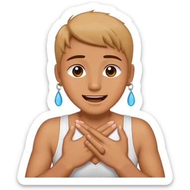 joyful tears with hear hands sticker