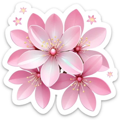 Cute Pastel pink and white Cherry Blossom Sakura Iridescent Starburst Shooting Star sticker
