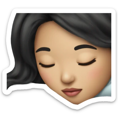 Coquette asian black hair girl sleeping  sticker
