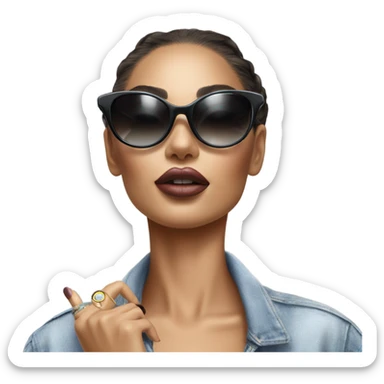 Hyper Realistic beautiful high fashion model putting on sunglasses  sticker
