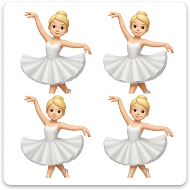 Create more blonde female ballet dancers in white dresses, similar style and pose to the reference image, in emoji style. Maintain the look and feel of the original emoji style in the edits. sticker