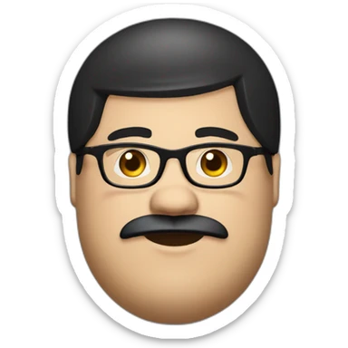 Overweight man with black hair wearing miniature skullcap on head, black scruffy beard and glasses. sticker