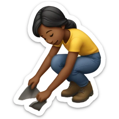 young girl digging in the dirt  sticker