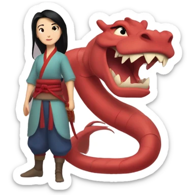 Mulan and mushu sticker