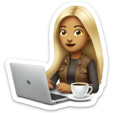 girl+laptop+coffee sticker