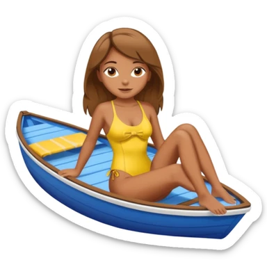 Girl sunbathing on a boat  sticker