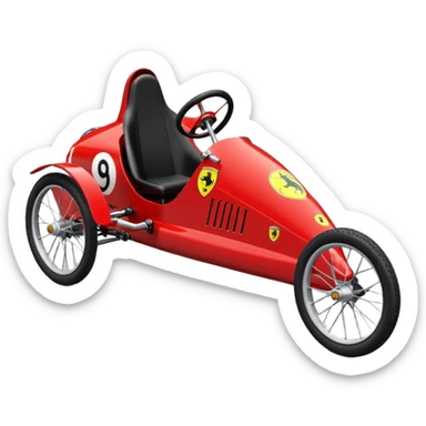 Ferrari racing retro cyclekart with advanced suspension and steering system  sticker