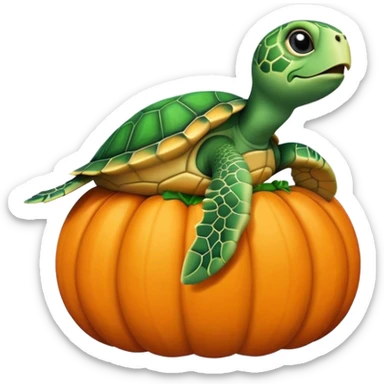 huge sea turtle sitting in a baby pumpkin sticker