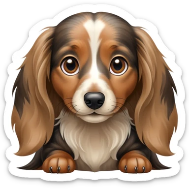 Long haired cream brown and black brindle dachshund  sticker