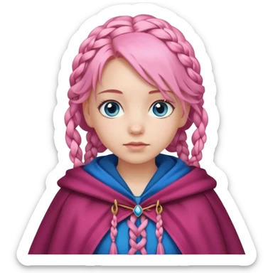 girlwith pink braided hair, cloak sticker