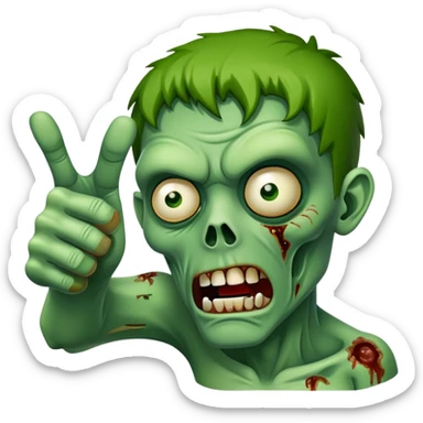zombie with green skin giving thumbs down sticker