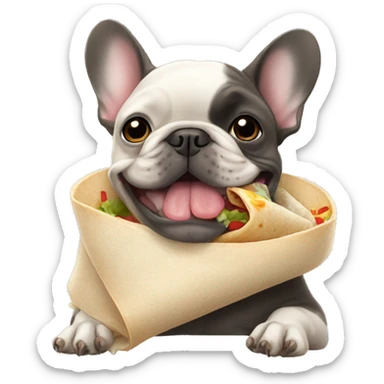 French bulldog eating a burrito  sticker