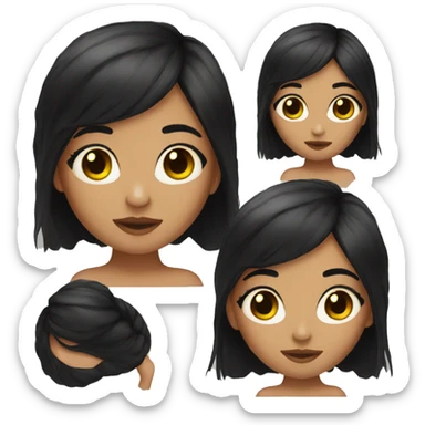 girl whit black hair and eyelashes sticker