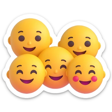 a group of friends, 3D emoji style, happy, close together sticker