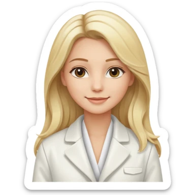 Cosmiatra en spa rubia con balayage cabello hasta la largo otro tino de rubia sticker