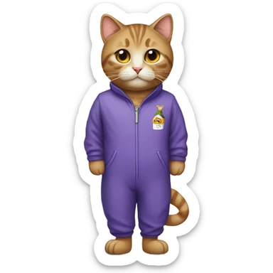cat in a New Year's jumpsuit sticker