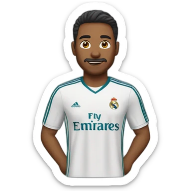 A man wearing a Real Madrid shirt sticker