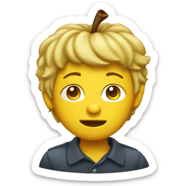 Original Yellow circle face apple emoji sticker